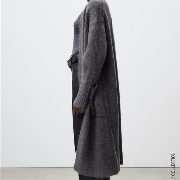 ZARA LONG KNIT POCKET CARDIGAN - Picture 7 of 8